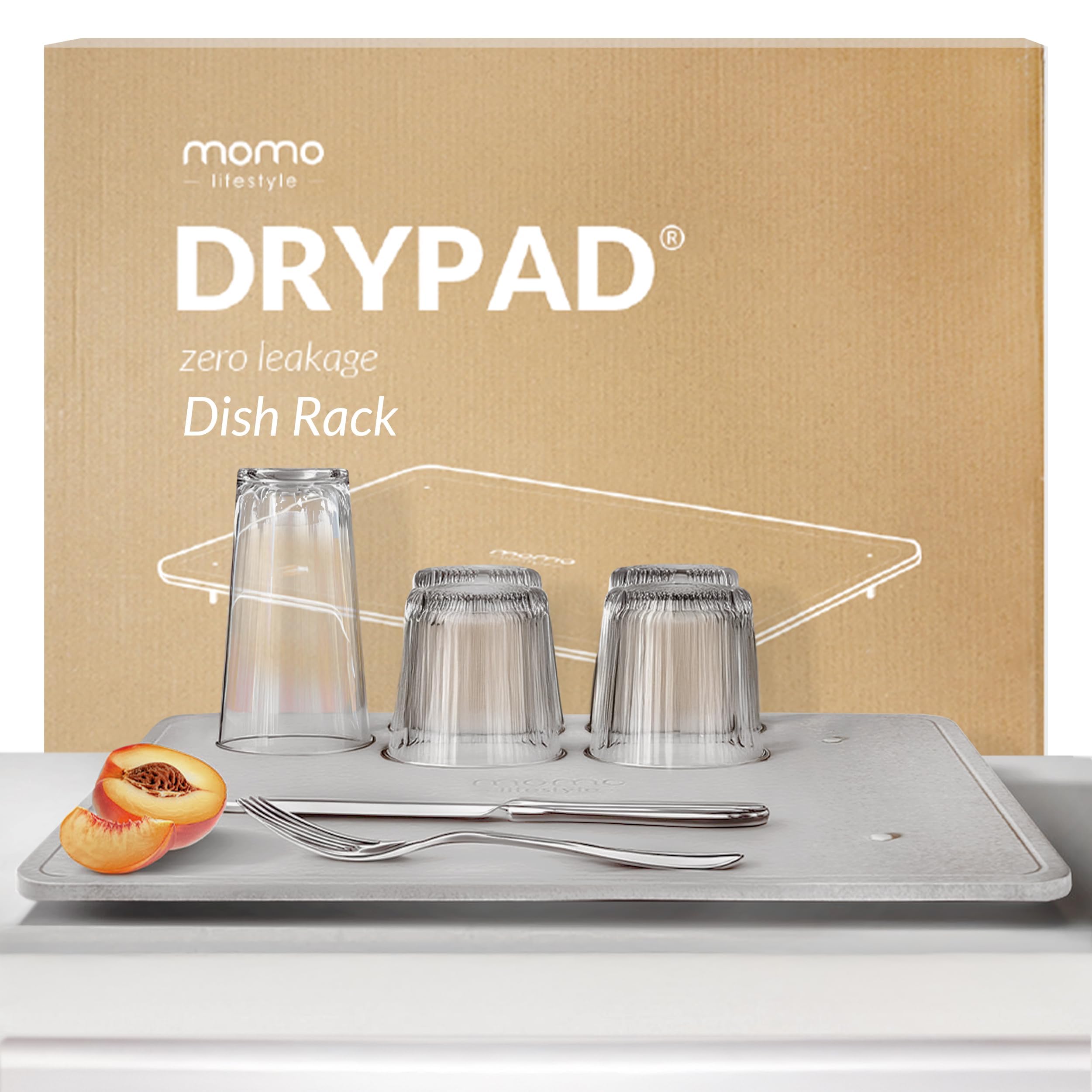 Photo 1 of (USED/FAIR) Momo Lifestyle Stone Dish Drying Mat DryPad 19.7" X 15.7" Misty Gray, Large Stone Drying Mat for Kitchen Counter, Fits Various Dish Racks, Zero Rust