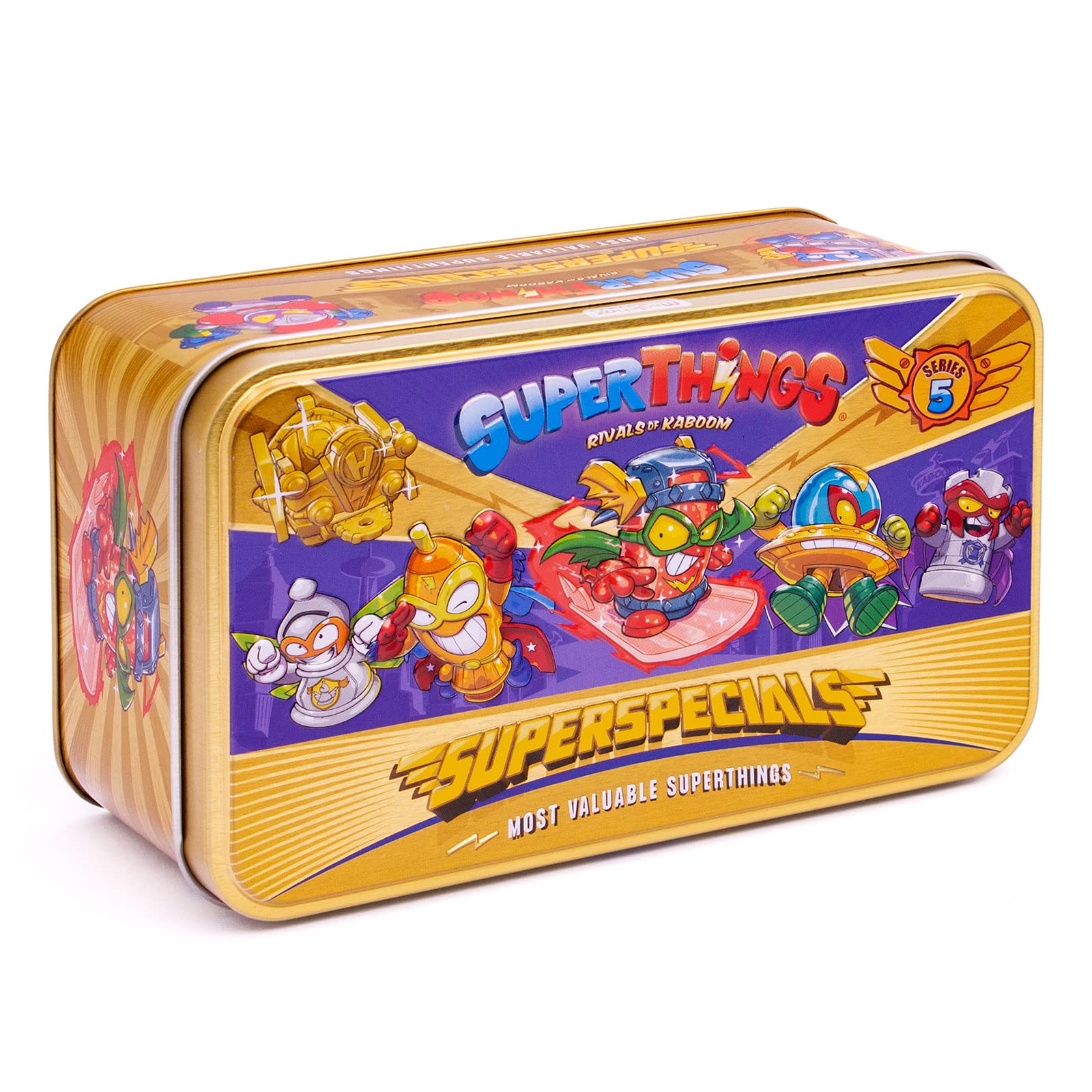 Superthings Gold Series 5 Tin - Includes All Series 5 Special Figures, Including Ultraaro (Kid Fury), 2 Golden Guides, 6 Silver Captains and 2 Golden Aerowagons [Exclusive to Amazon]