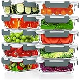 VERONES 10 Pack 22 OZ Glass Meal Prep Containers, Airtight Glass Lunch Containers Set, Glass Food Storage Containers with Lid