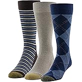 GOLDTOE mens Comfort Cushion Argyle Crew Socks, 3-pairs