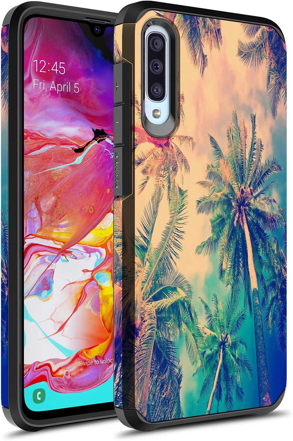 GORGCASE Case Designed for Samsung Galaxy A70, Slim Cute Dual-Layer Drop Protection Full-Body Shock-Proof Anti-Slip Hard TPU Bumper Girls Women Man Armor Protective Cover Palm
