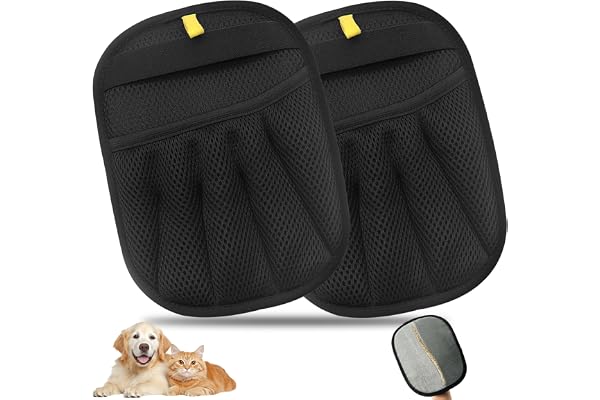 Pet Hair Removal Gloves, 2 PCS Reusable Pet Hair Removal Glove, Double-Sided Electrostatic Hair Remover Glove for Dogs & Cats