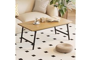 FAMIDGE Folding Coffee Table, Portable Floor Table Desk for Sitting on The Floor, No Assembly Low Coffee Table for Living Room, Home, Caravan and Camping Use, Natural Wood, 39.4Lx19.7Wx15.8H