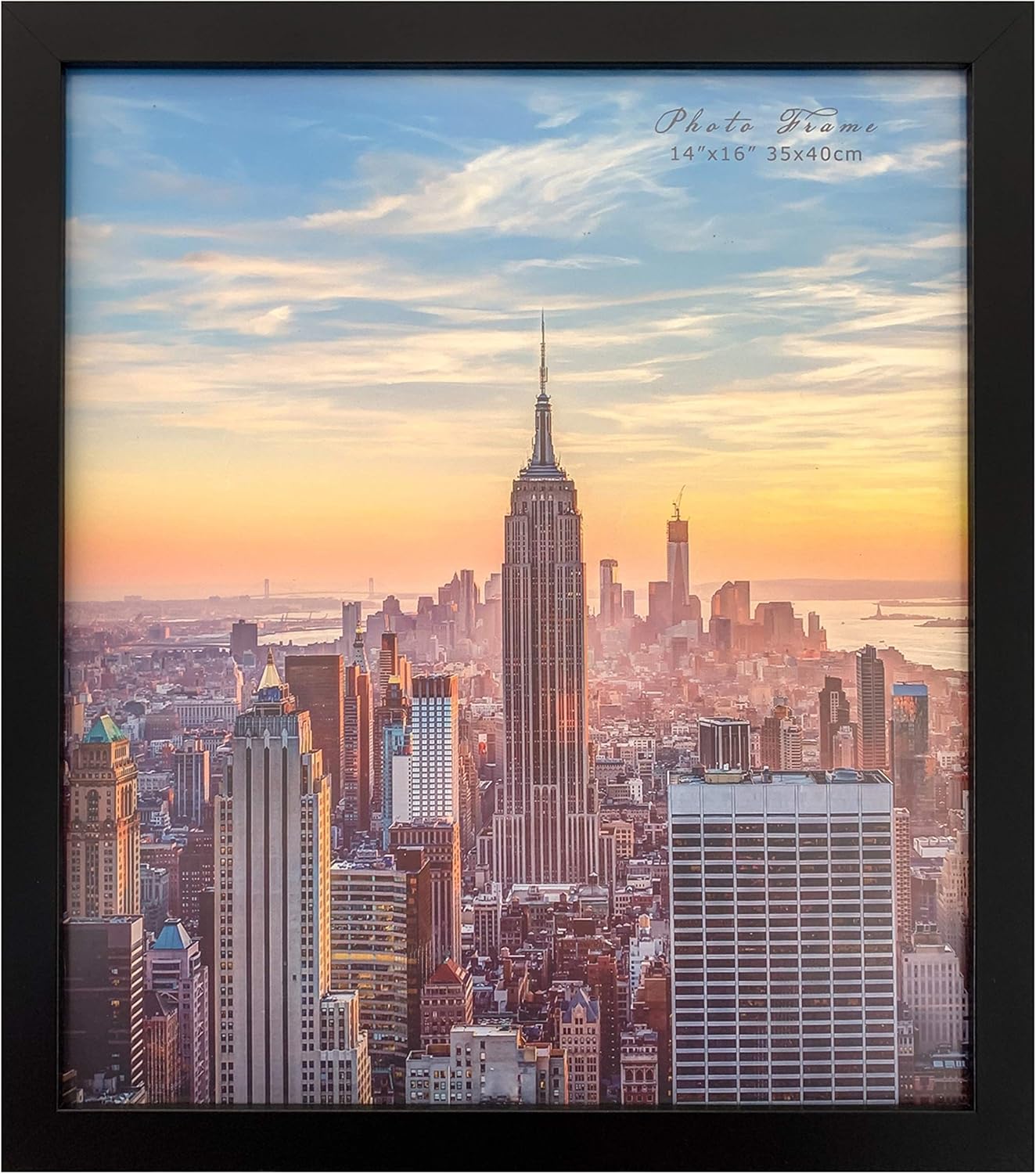 Photo Albums, Frames & Accessories - Frame Amo 14x16 Black Modern Picture or Poster Frame, 1 inch Wide Border, Smooth Wrap Finish, Acrylic Front