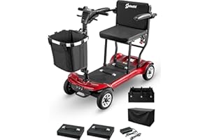 AOTEDOR Mobility Scooter for Adults Seniors Driving 22 Miles, 42Lbs Lightweight Folding Electric Airlines Approved Mobility Scooter w/249WH*2Batteries Charger Dustproof Cover FSA/HSA Eligible (Red)
