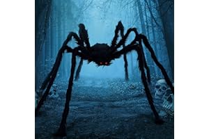 JOYIN 6.5ft Halloween Spider Outdoor Decorations, Scary Giant Large Spider Props for Halloween Outside Decor, Indoor Party Supplies and Yard Lawn Decoration, Black