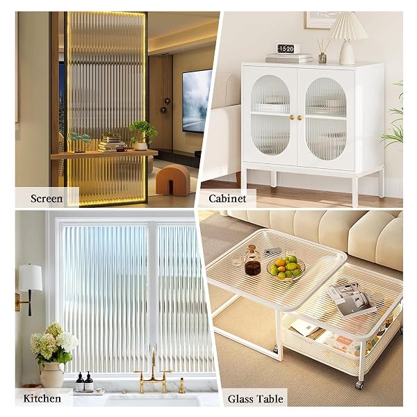 WINDIMILEY WINDOW PRIVACY FILM 3D REEDED GLASS STATIC CLINGS FLUTED FROSTED DECORATIVE WINDOW STICKERS WINTER HEAT CONTROL SUN BLOCKING FILM PEEL AND STICK ADHESIVE DOOR COVER,23.6X394IN,TRANSPARENT