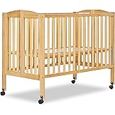 Dream On Me Full-Size 2-in-1 Folding Baby Crib in Natural, GreenGuard Gold & JPMA, Portable, Patented Quick Folding System, S