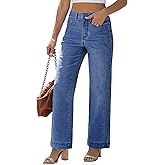 luvamia Wide Leg Jeans for Women Trendy High Waisted Double Side Seams Stretchy Denim Pants Trouser Jeans with Pockets