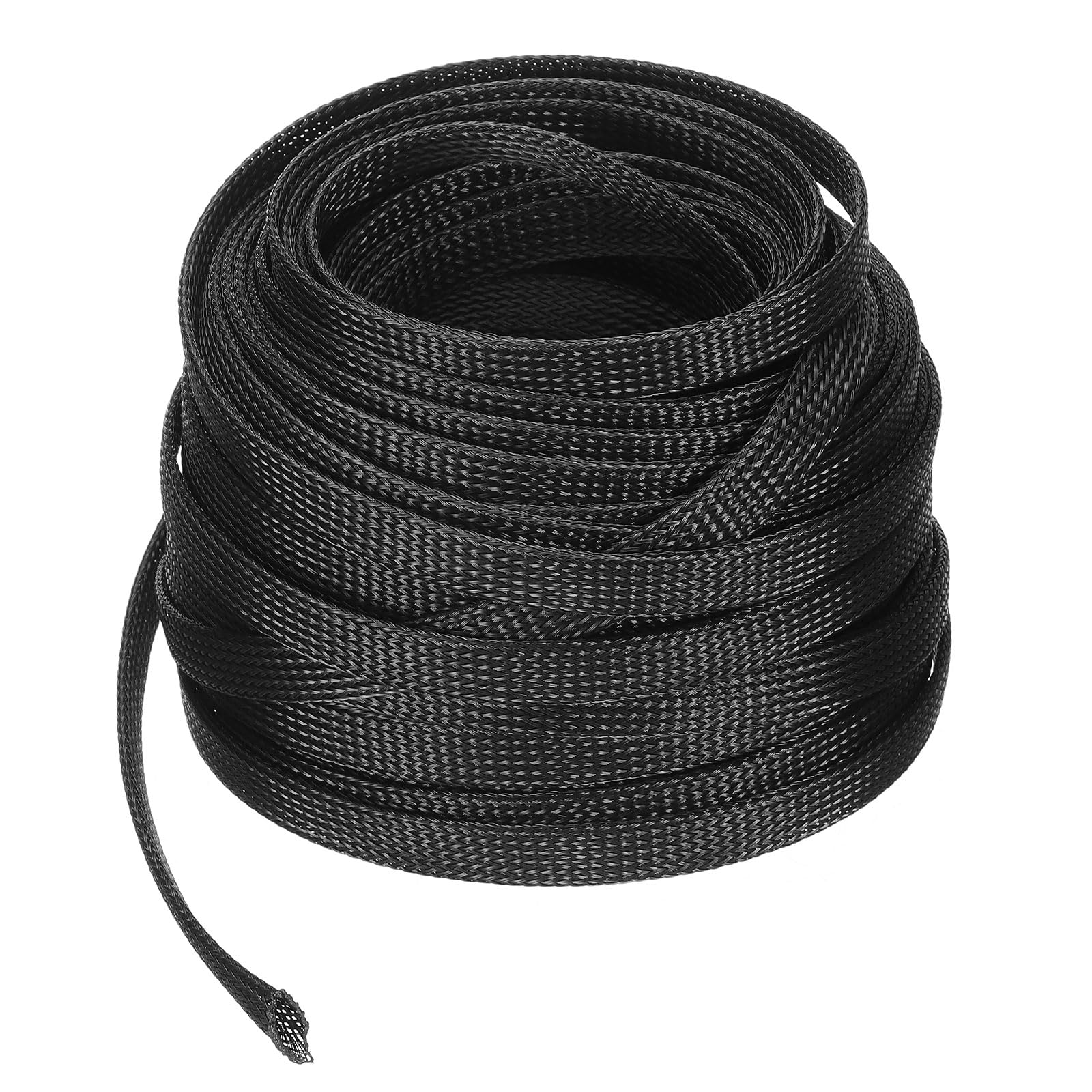 UXCell Cable Sleeving, 3/4 Inch - 100ft PET Braided Cable Sleeve, Expandable for TV/Computer/Home Theater/Other Home Devices - Black