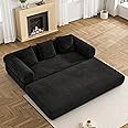 DAMAIFROM Convertible Sleeper Sofa Bed with Pillow, 4-in-1 Corduroy Folding Mattress Couch with Fixed-Shape Frame, Futon Fold Out Floor Sofa Cama Lounge Couch for Living Room Bedroom Studio, Black