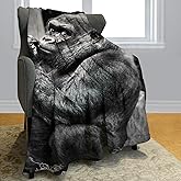 Rstick Gorilla Blanket Funny Animal Orangutan Fleece Blanket Soft Fuzzy Plush Throw Blankets for Couch Bed 50"x60"