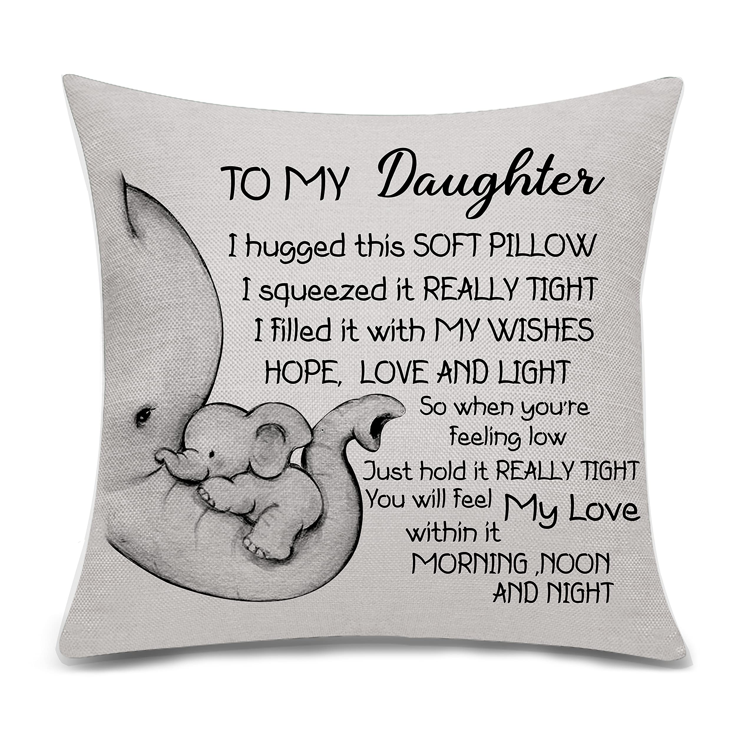 Bacmaxom Daughter Gifts from Mum Dad Cushion Cover Throw Pillow Cover for Daughter from Mother Father Birthday Gifts (daughter)