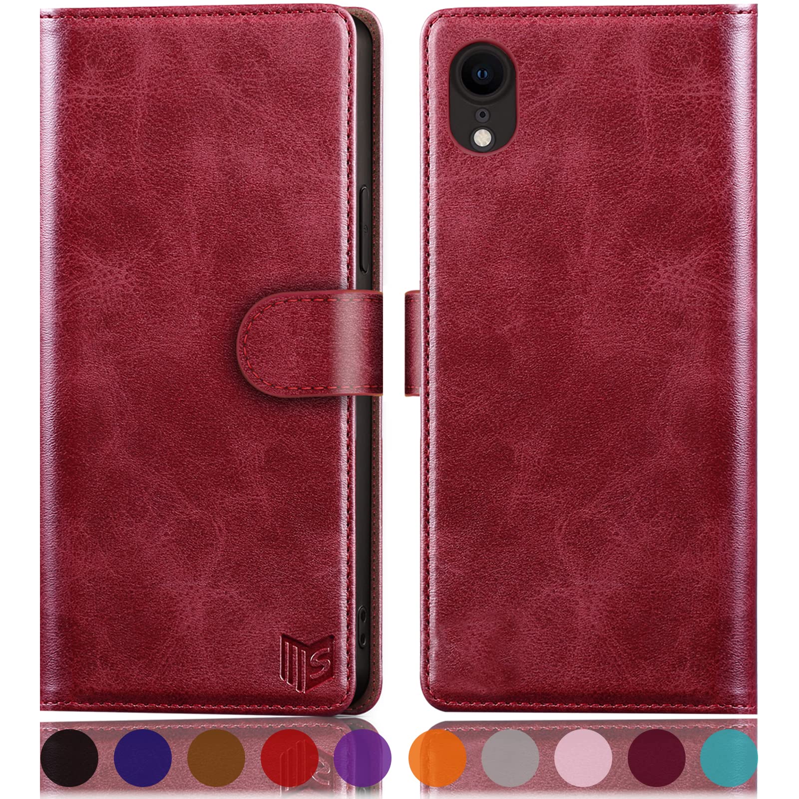 SUANPOT for iPhone XR 6.1 Inch case with [Credit Card Holder][RFID Blocking],PU Leather Flip Book Protective Cover Women Men for apple XR Phone case Red