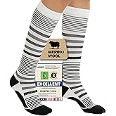 Iambamboo Merino Wool Compression Socks for Women Men, 15-20 mmHg Knee High Socks for Flying, Travel, Running
