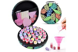 LitEnergy Diamond Art Storage Containers, 40 Slots Portable Diamond Art Organizer Shockproof with Diamond Art Accessories and Tools for Craft Jewelry Beads Rings Charms Glitter (Black)