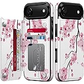 FUNMIKO for iPhone Air Wallet Case with Card Holder, RFID-Blocking, Floral Animal Design & Magnetic Closure with Leather Kickstand for iPhone 17 Air - Blooming Cherry Blossoms