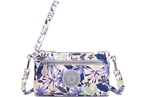 AOCINA RFID Printed Wristlet Wallet for Women, Small Crossbody Purse, Nylon Clutch Bag with Card Slots & Multi-Pockets