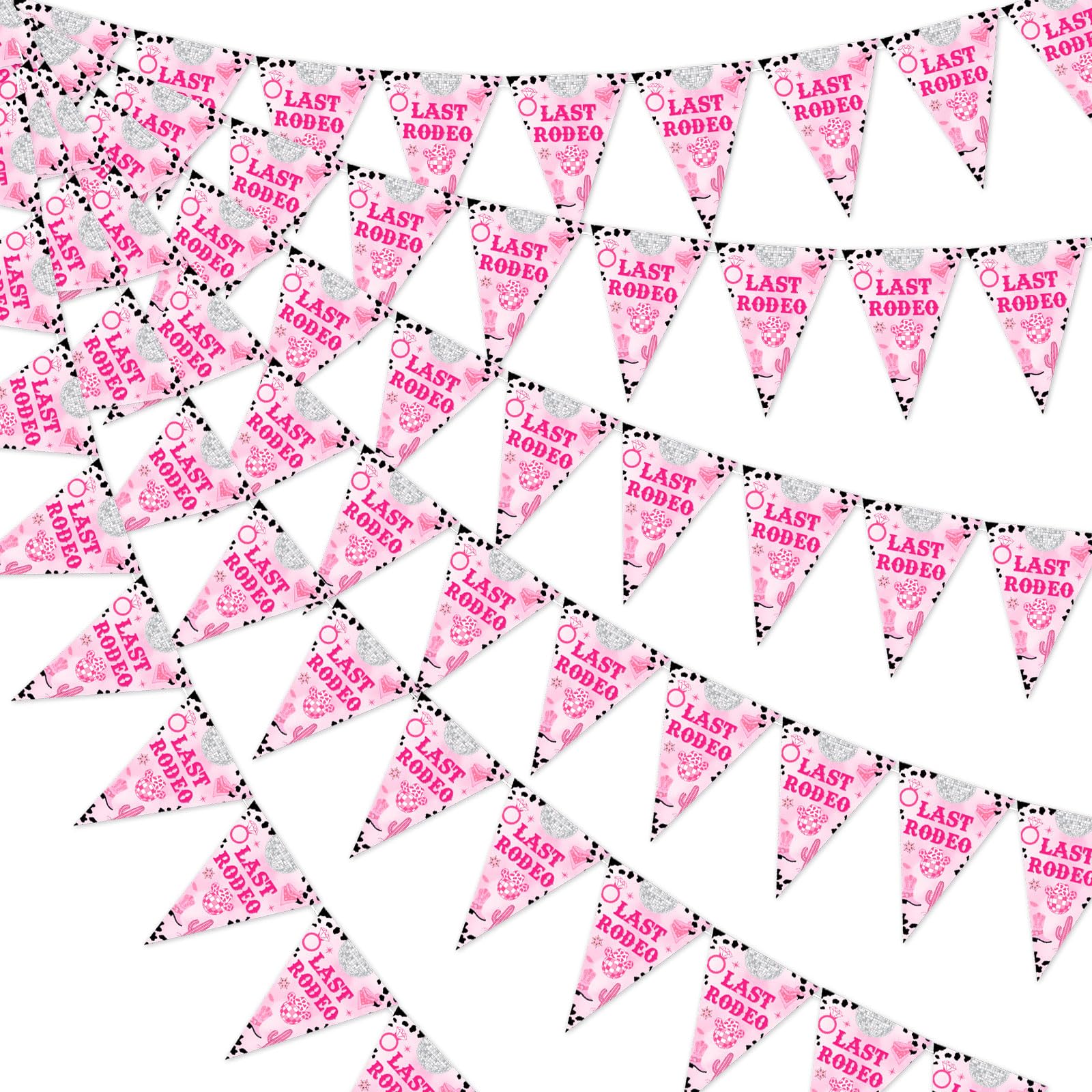 Last Rodeo Hen Party Decorations, Disco Theme Hen Party Decorations - 3 Pcs Last Rodeo Hen Party Banners, Cowgirl Theme Triangle Flag Banners for Let’s Go Girls Bachelorette Party Decorations