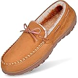 MIXIN Mens Slippers Moccasins Slippers for Men House Shoes with Warm and Cozy Memory Foam Hard Sole Men's Indoor Outdoor Slip