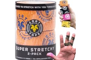 Goat Tape Super Stretchy Thumb Tape - Weightlifting Hook Grip Tape & WOD Tape for Cross Training, Gym Workout Tape, Athletic Finger Wrap - Flexes with Every Move - 15 Feet per Roll (Orange 2-Pack)