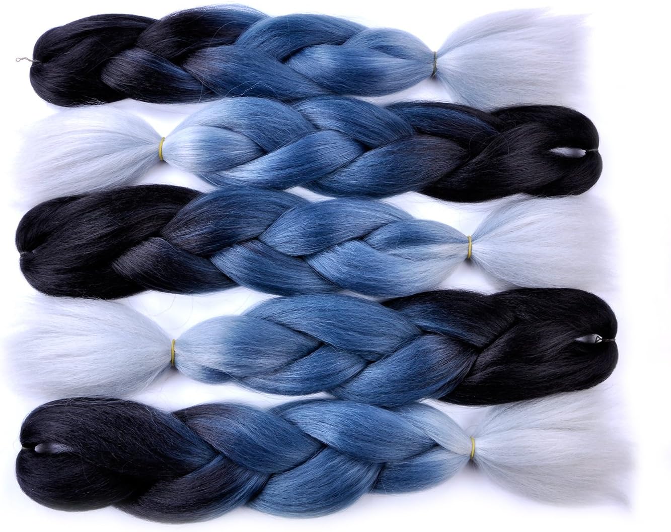 Jumbo Braiding Hair (Black/Grey Blue/Silver Grey) 5pcs Jumbo Braid Hair Extension 24" Synthetic Hair Ombre Colors