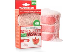 Spongables Pedi Scrub Foot Exfoliating 20+ Wash Sponge, Watermelon, 3 Count