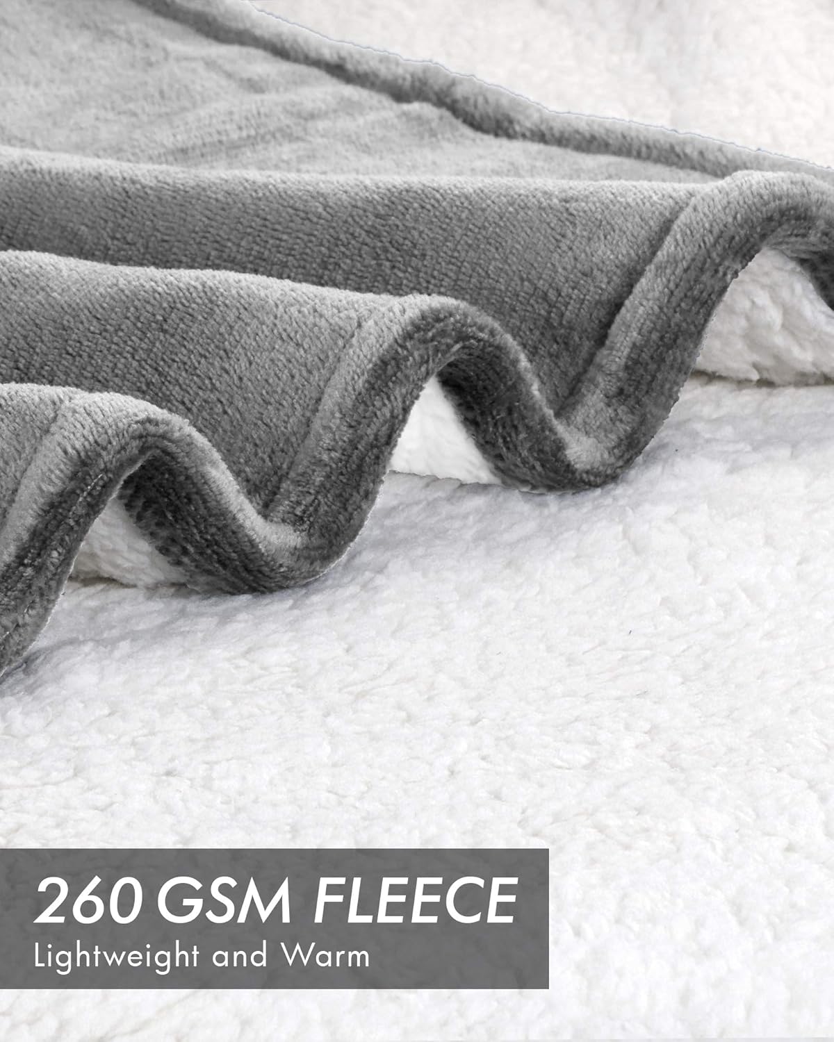 Utopia Bedding Sherpa Bed Blanket Throw Size Grey 480GSM Plush Blanket Fleece Reversible Blanket for Bed and Couch: Kitchen & Dining