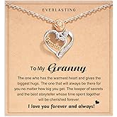 Shonyin Heart Necklace for Granny, Carved with I Love You, Ideal Gift for Valentines Day