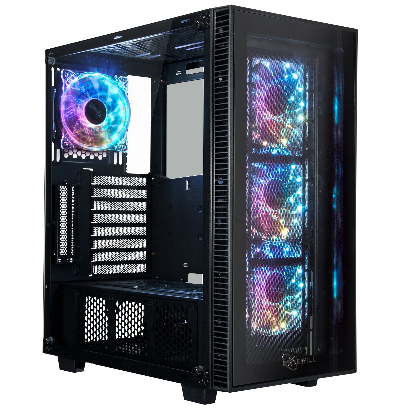 ROSEWILL ATX Mid Tower Gaming Computer Case with Tempered Glass and RGB