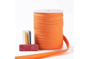 A ANYSSI Bias Tape Double Fold 1/2 inch, Double Fold Bias Binding Tape 55 Yards (Orange) and 4 Pieces Sewing Fabric Chalks for Crafts, Sewing, Seaming, Hemming, Piping, Quilting.