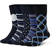 Sockswift 5 Pairs Diabetic Socks for Men,Viscose from Bamboo Non Binding Top Crew Dress Socks for Edema,Sensitive Feet