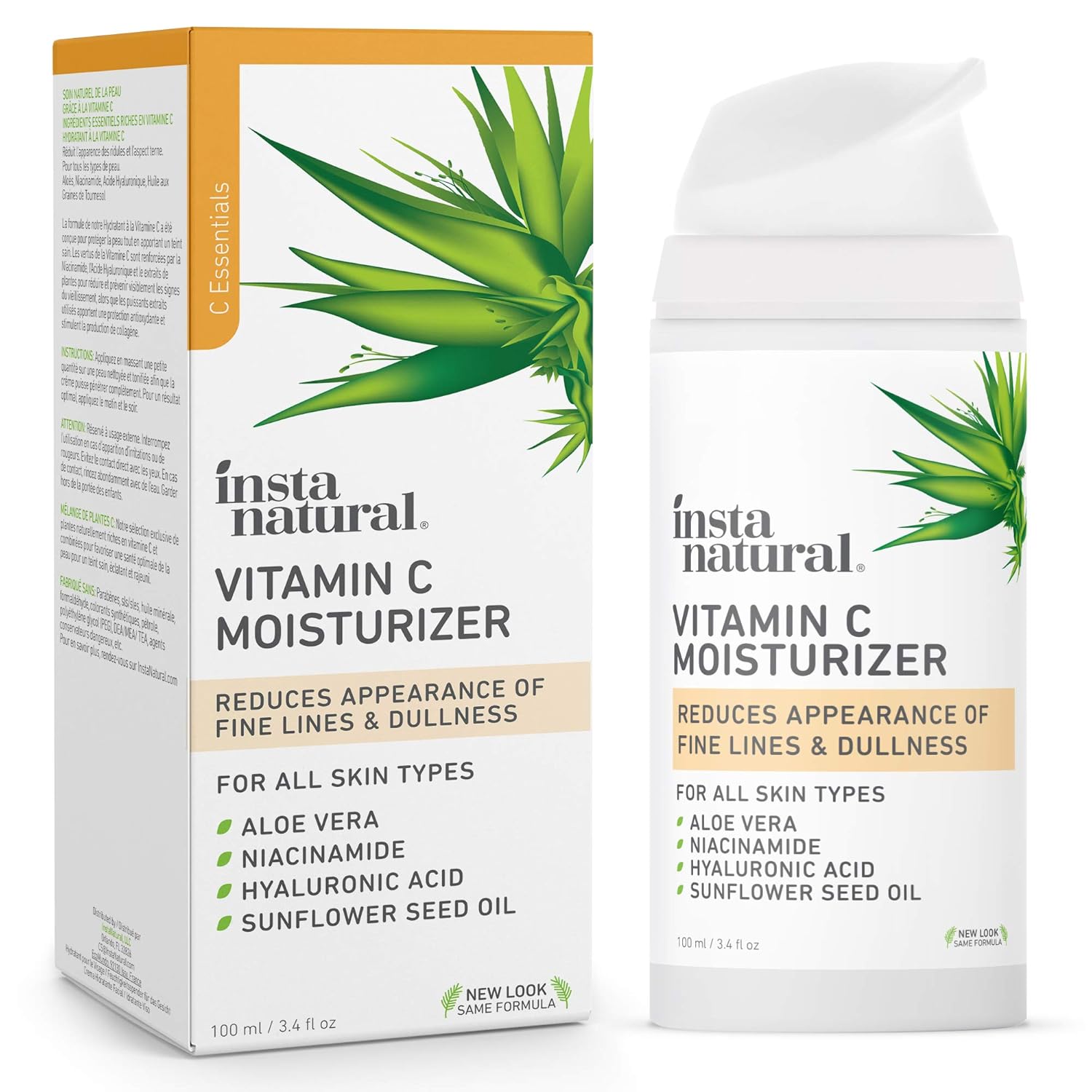 InstaNatural Vitamin C Moisturizer - Anti Aging & Wrinkle Cream - Hyaluronic Acid & Organic Jojoba Oil - Wrinkles, Hyperpigmentation, Acne, & Dark Spot Corrector for Face - Men & Women - 3.4oz: Beauty