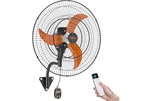 Passky Industrial 24 Inch Wall Mount Fan with Remote Control, EC Motor, 3 Shark Turbo Blades, 8 Speeds, 9000 CFM High Velocity, Timer, ETL Listed Oscillating Shop Fan for Garage, Workshop, Gym, Patio