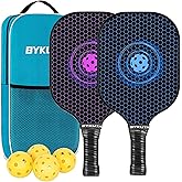 BYKUTA Pickleball Paddles, USAPA Standard Graphite Pickleball Paddles Set of 2, Lightweight Pickleball Set, Rackets with 4 Pi