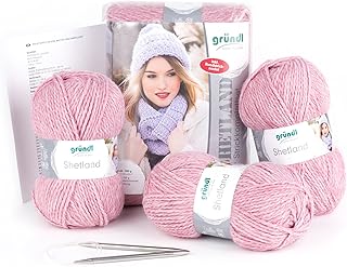 Gründl Strickkomplettset Shetland, 80% Polyacryl, 20% Wolle, rose melange, 30 x 20 x 8 cm