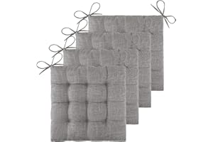 ELFJOY 4 Pack Chair Cushions for Dining Chairs Chair Pads Cushion for Kitchen Office Tufted Textured Square Seat Cushion with