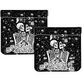 2Pcs PU Leather Small Squeeze Coin Purse Pouch Mini coin Bag Unique And Cute Wallet Cosmetic Bags Change Bag For Women Girls Men （skull 2