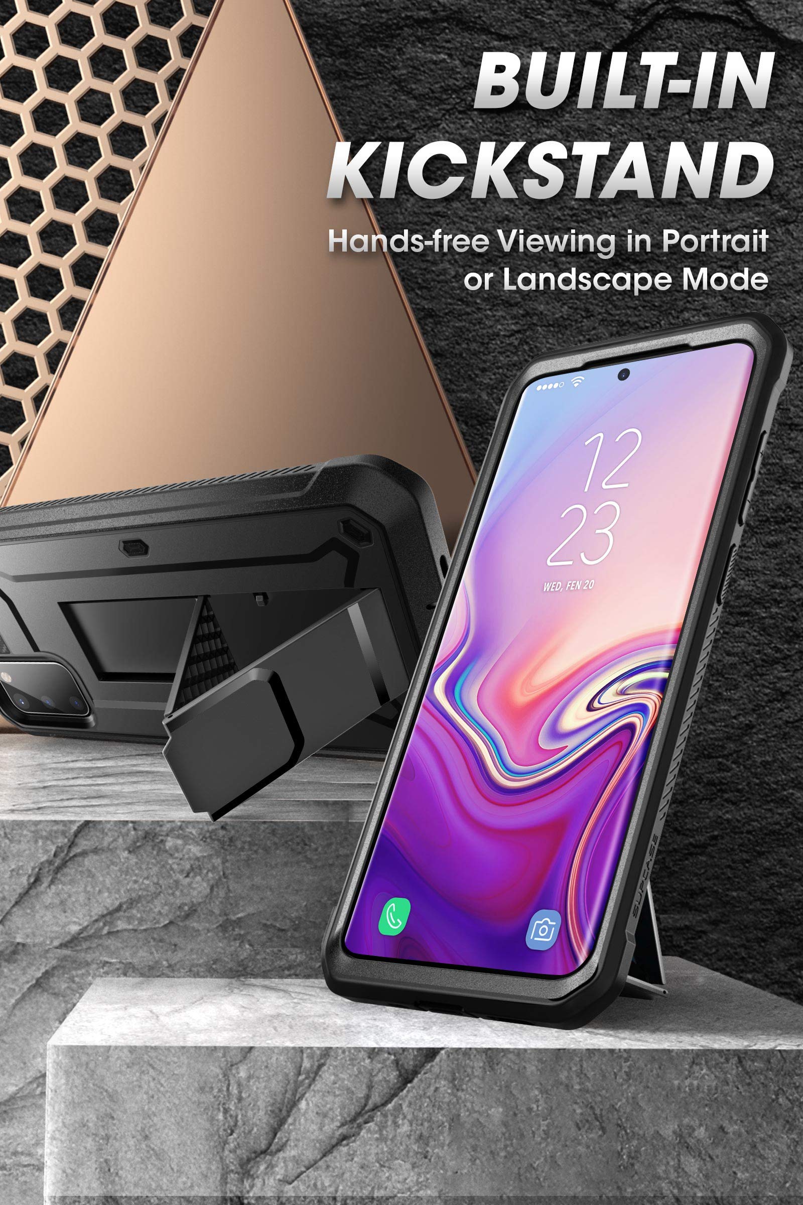 SUPCASE for Samsung Galaxy S20 Case with Stand (Unicorn Beetle Pro), [Built-in Belt Clip] Heavy Duty Rugged Kickstand Protective Phone Case Without Screen Protector for Samsung S20 5G, Black