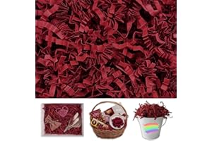 TISSPOMS Deep Red Crinkle Cut Paper Shred Filler, 2 LB Basket Filler Shredded Paper, Confetti Stuffing for Basket Filling, Halloween, Thanksgiving, Christmas, Birthdays, Gift Wrapping, Stuffer Party Supplies