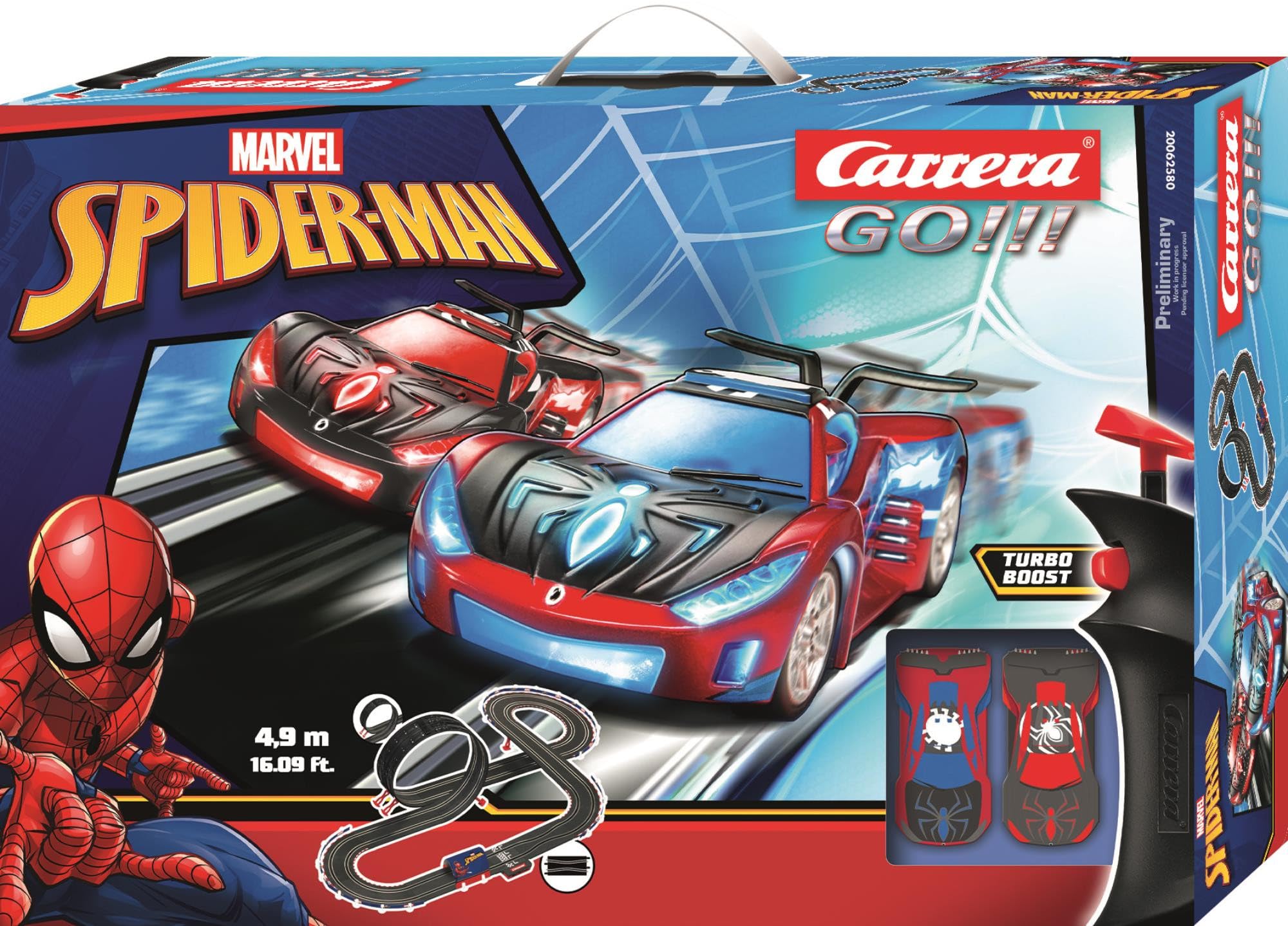Carrera - 20062580 GO!!! Spider Racing Rennbahn-Set I Rennbahn mit lizensierten Slotcars | bis zu 2 Spieler | Für Kinder ab 6 Jahren & Erwachsene