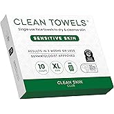 Clean Skin Club Clean Towels® XL Sensitive Skin | Travel Pack, Ultra-Soft Disposable Face Towels Infused with Aloe & Glycerin for Sensitive Skin, TSA-Approved Travel Essential,1 Pack, 10 Ct Total