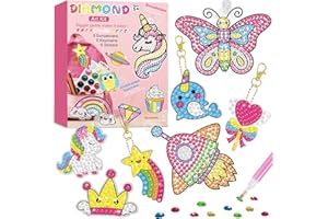 BANBBUR 16 Pcs Gem Art for Kids Age 4-8 8-12,Kids Crafts 5D Gem Diamond Art Kit with 5 Suncatchers/5 Keychains/6 Magical Stickers,Painting Art Crafts for Christmas