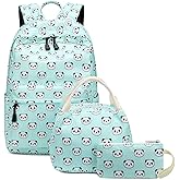 abshoo Lightweight Cute Panda Backpacks for Girls School Backpacks With Lunch Bag (3pc Panda Teal)