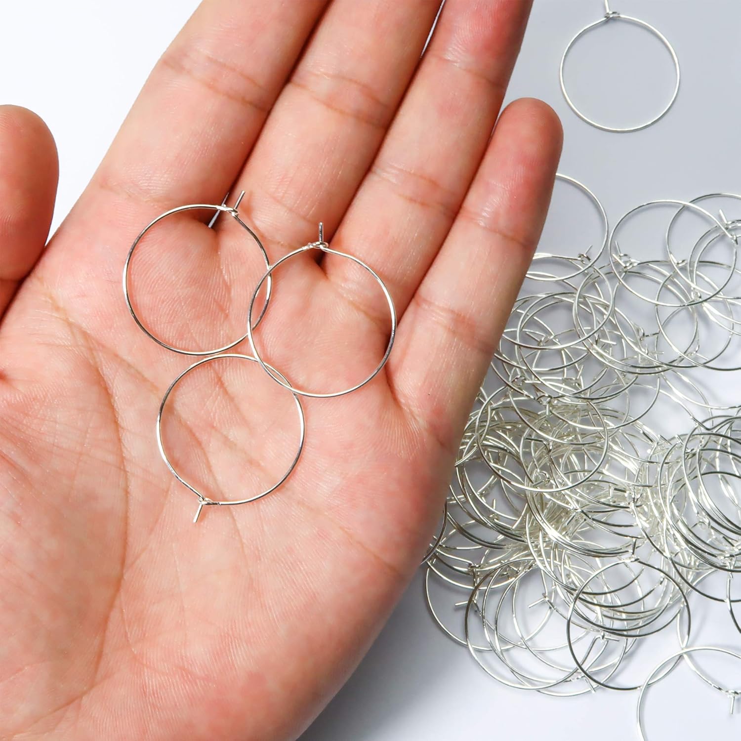 TOAOB 100pcs Wine Glass Charm Rings 25mm Silver Earring Beading Hoop for DIY Jewellery Wine Glass Markers - Image 5