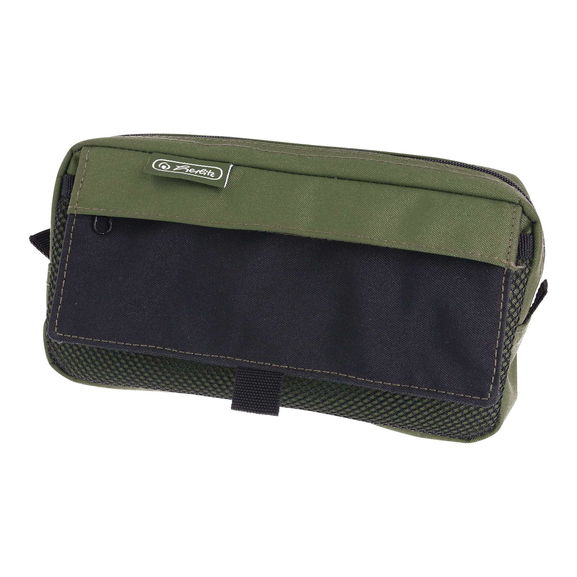 Herlitz 50039012 Pencil Case with 2 Outer Pockets, Olive/Black, Olive/Black