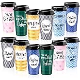 Afniimyapt 12 Pcs Inspirational Gifts 16oz Reusable Plastic Coffee Cups with lids bulk Employee Appreciation Coffee Mugs Motivational Travel Tumblers Thank You Gifts for Staff Teammate Coworkers