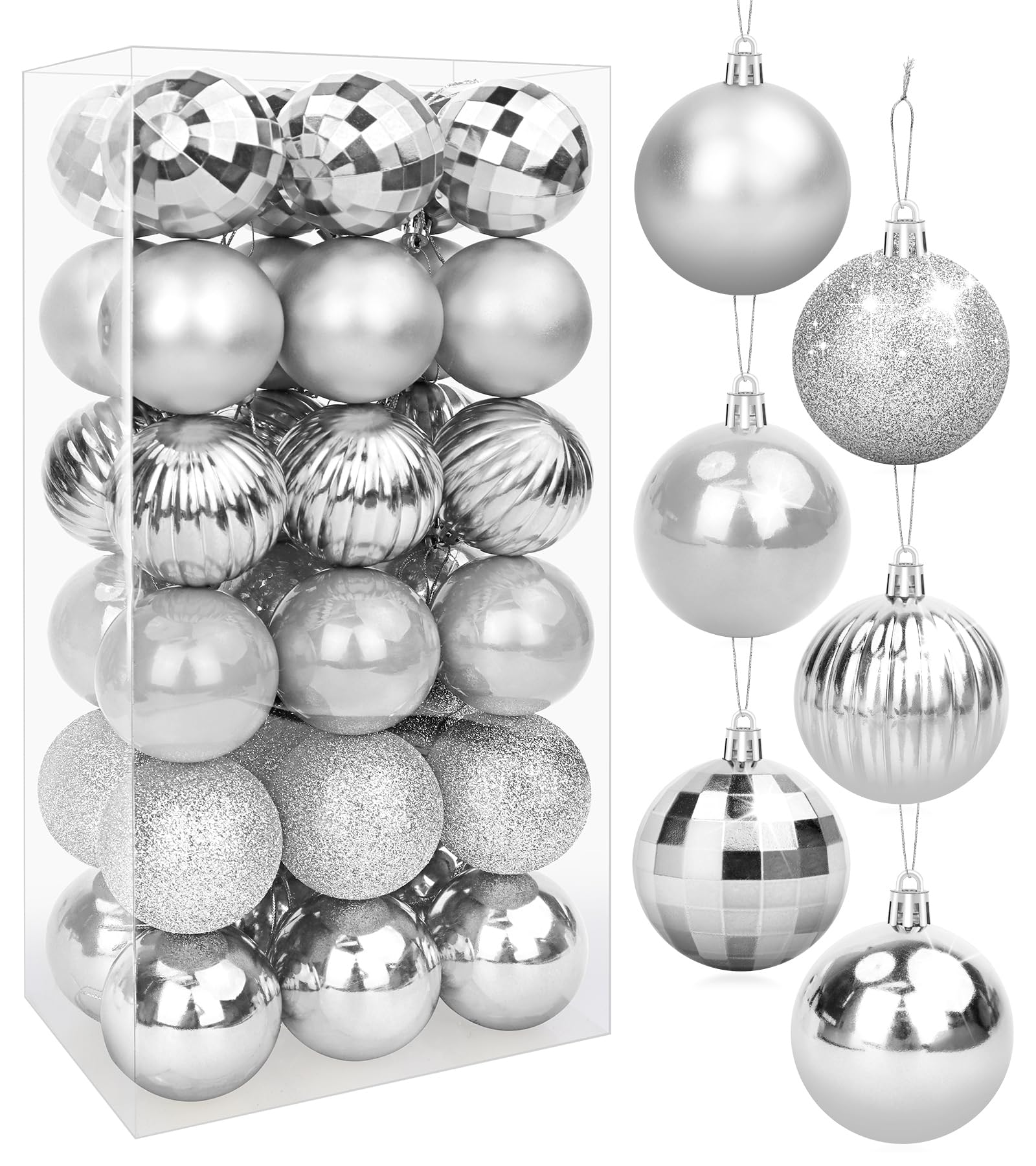 Christmas Baubles, 36Pcs Christmas Tree Baubles Set, 2.36"/6cm Shatterproof Xmas Balls Decorations, Large Xmas Baubles, for Holiday Wedding Party Ornaments