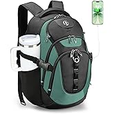 Swissdigital Design Laptop Backpack with USB Charging Port, Travel Backpack Fits 15.6 inches Computer, 31L College School Backpack for Men, Lake Green/Black | SD803-27