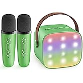 YLL Mini Karaoke Machine for Kids Adults, Portable Bluetooth Speaker with 2 Wireless Microphones, Birthday Gifts Toys for Girls Boys Ages 3, 4, 5, 6, 7, 8, 9,10,11,12+ Years Old Toddler (Green)